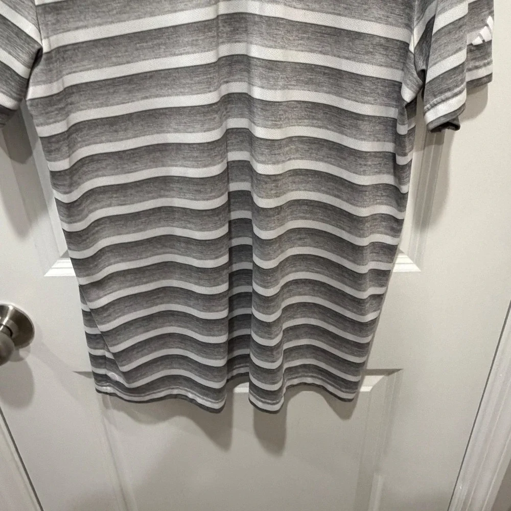 Adidas Mens Polo Shirt Striped Gray L‎